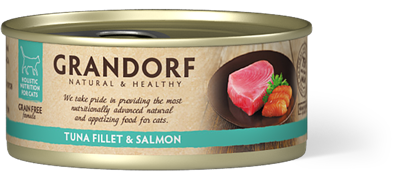 GRANDORF konservi kaķiem Tuna fillet & Salmon 70g