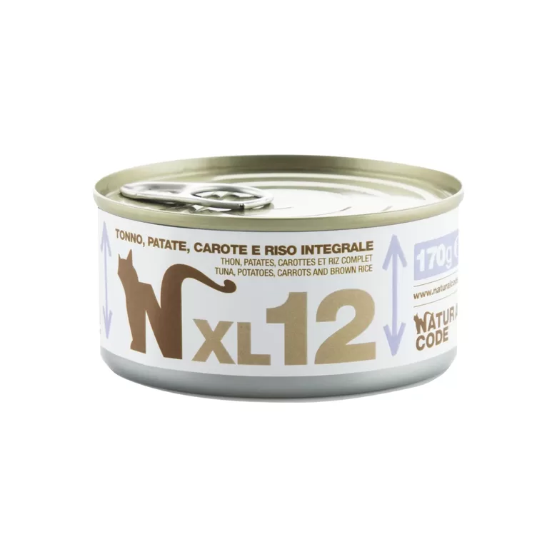 Natural Code XL 12 Tuncis, kartupeļi, burkāni un brūnie rīsi, 170g