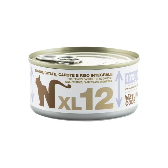 Natural Code XL 12 Tuncis, kartupeļi, burkāni un brūnie rīsi, 170g