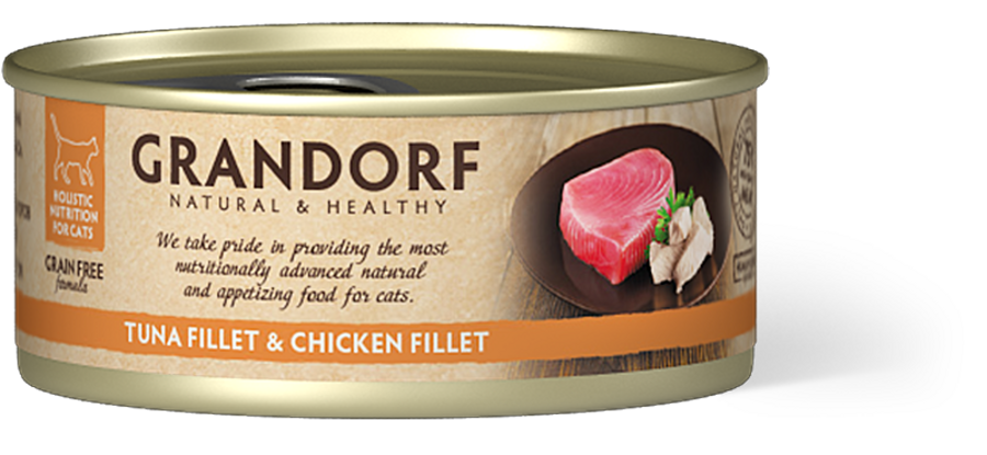 GRANDORF konservi kaķiem Tuna Fillet Chicken Breast 70g